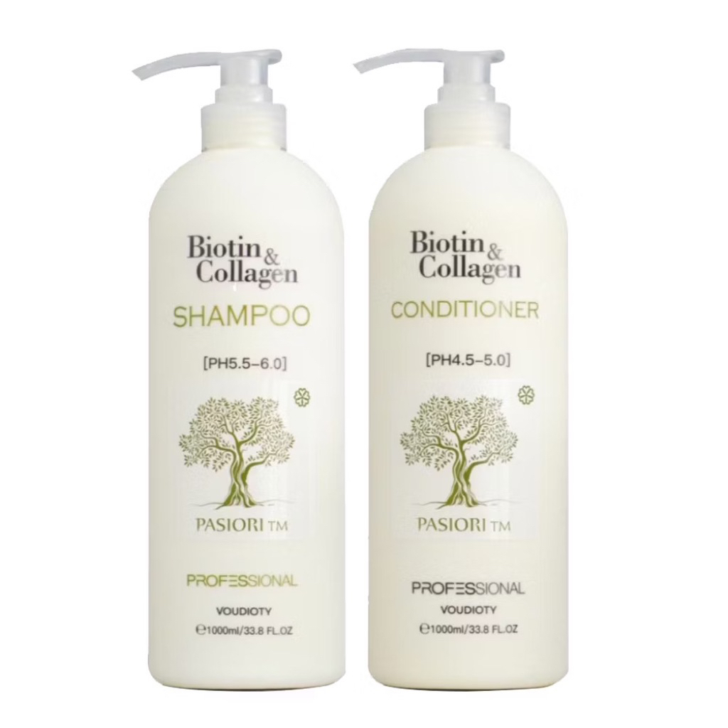 Cặp Dầu Gội Xả Biotin Collagen Giảm rụng tóc, kiềm dầu, ngăn gàu, phục hồi hư tổn 1000ml