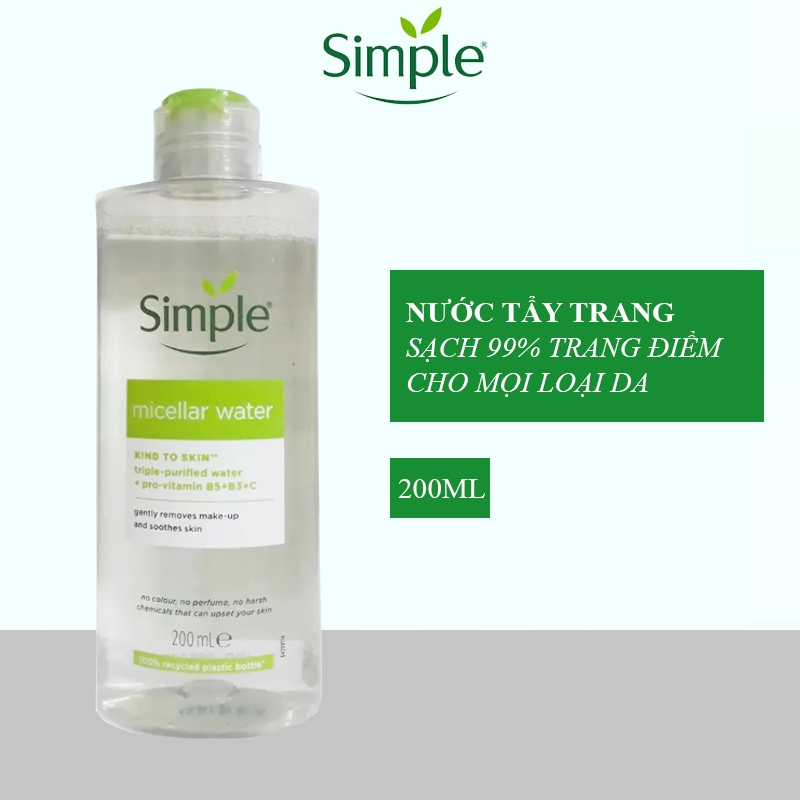 Nước tẩy trang Simple sạch sâu dịu nhẹ màu xanh dương, xanh lá - SIMPLE MICELLAR WATER | BigBuy360 - bigbuy360.vn