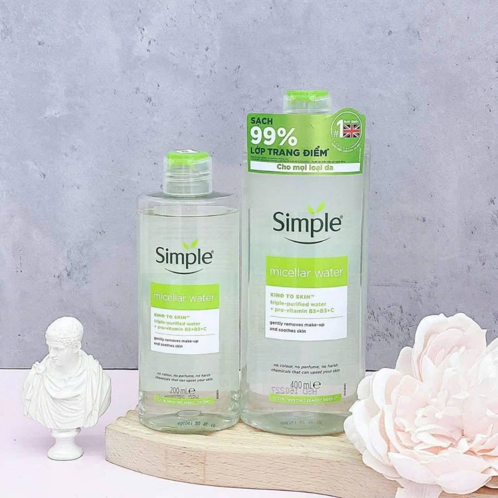Nước tẩy trang Simple sạch sâu dịu nhẹ màu xanh dương, xanh lá - SIMPLE MICELLAR WATER | BigBuy360 - bigbuy360.vn
