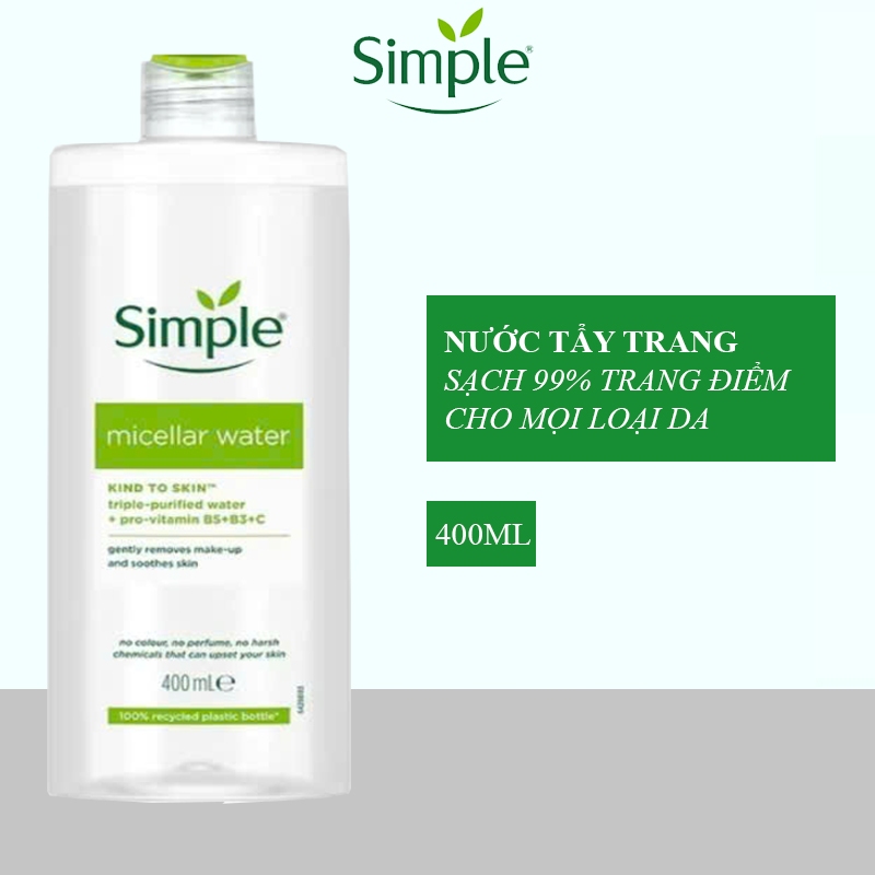 Nước tẩy trang Simple sạch sâu dịu nhẹ màu xanh dương, xanh lá - SIMPLE MICELLAR WATER | BigBuy360 - bigbuy360.vn