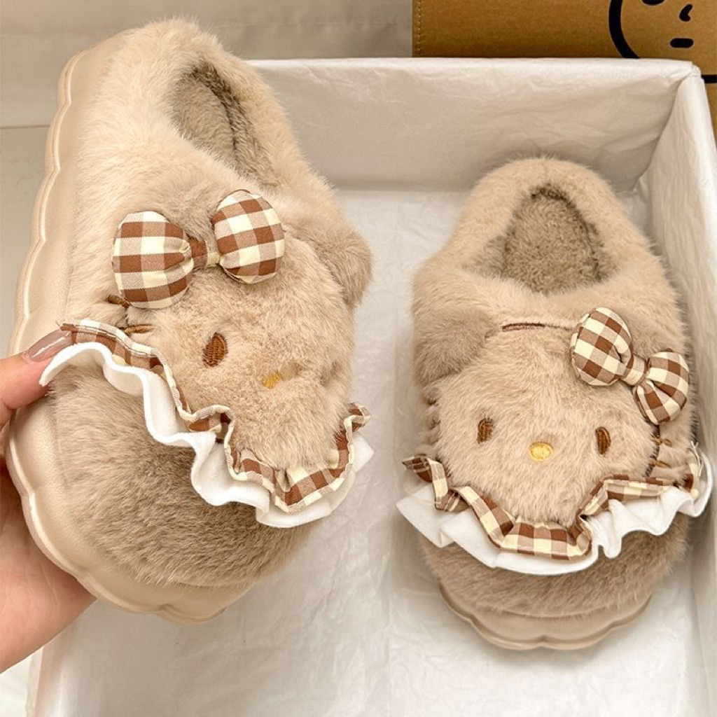 Dép lông Hello Kitty nữ dễ thương – 3 màu – Size 36-41
