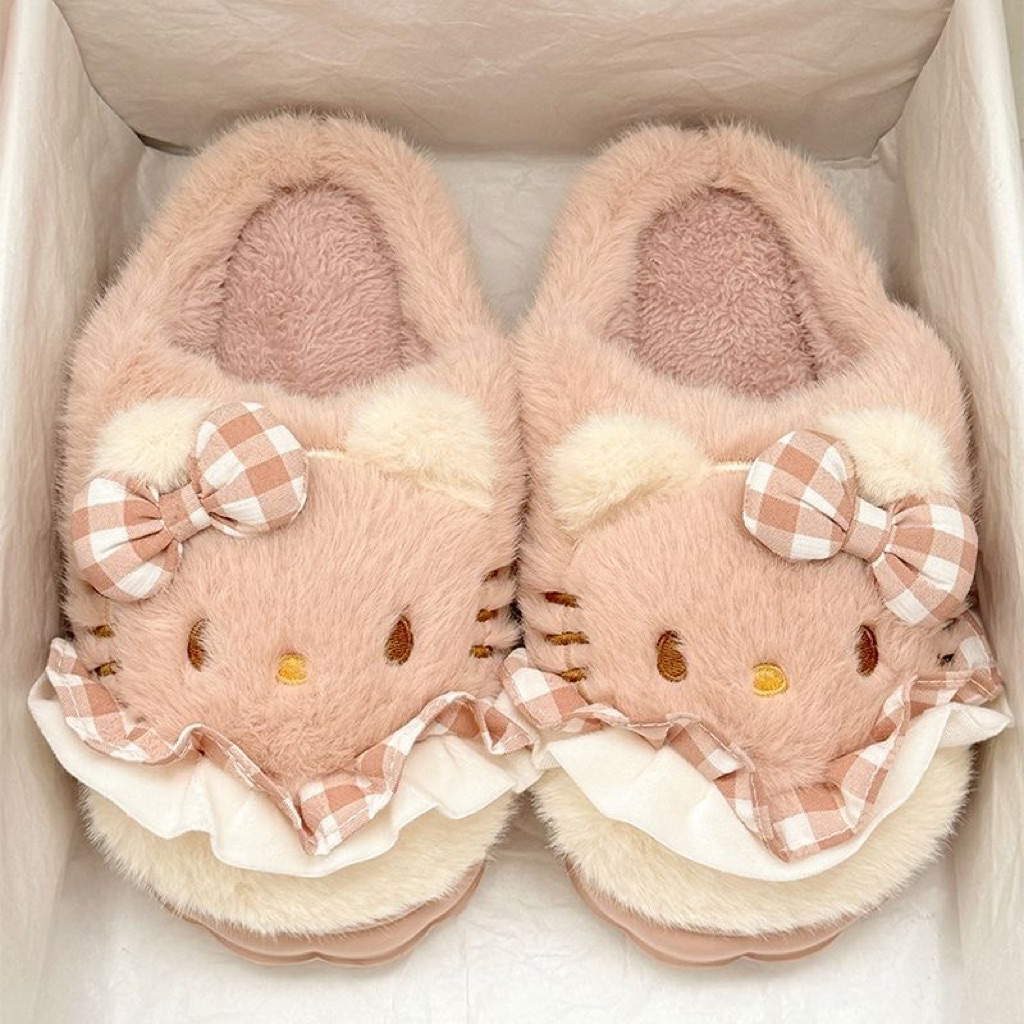 Dép lông Hello Kitty nữ dễ thương – 3 màu – Size 36-41