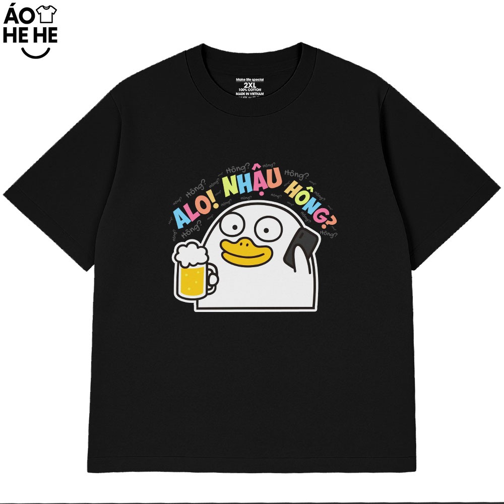 Áo Thun In Chữ Hài Hước Alo Nhậu Hông Câu Nói Dân Nhậu  Form Rộng Cotton 230gsm In Theo Yêu Cầu