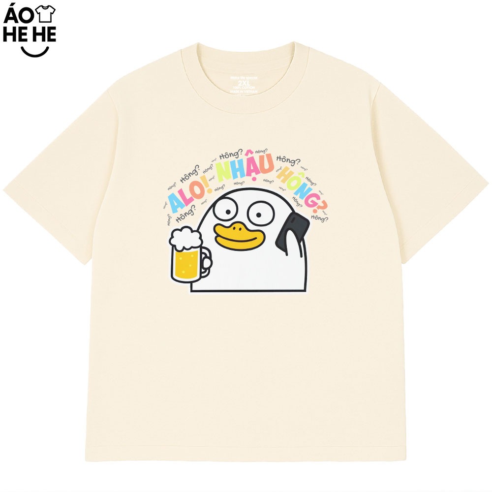 Áo Thun In Chữ Hài Hước Alo Nhậu Hông Câu Nói Dân Nhậu  Form Rộng Cotton 230gsm In Theo Yêu Cầu