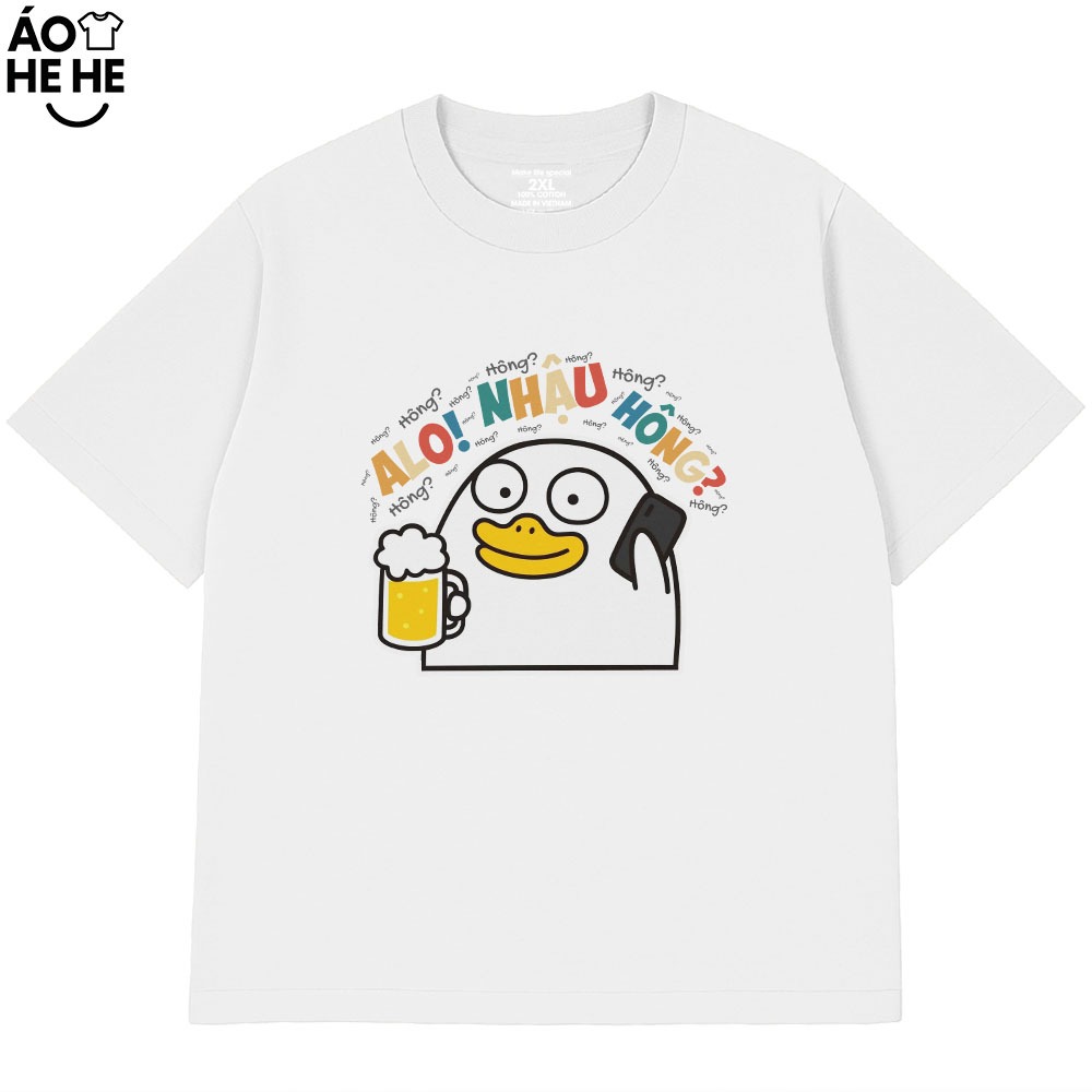 Áo Thun In Chữ Hài Hước Alo Nhậu Hông Câu Nói Dân Nhậu  Form Rộng Cotton 230gsm In Theo Yêu Cầu