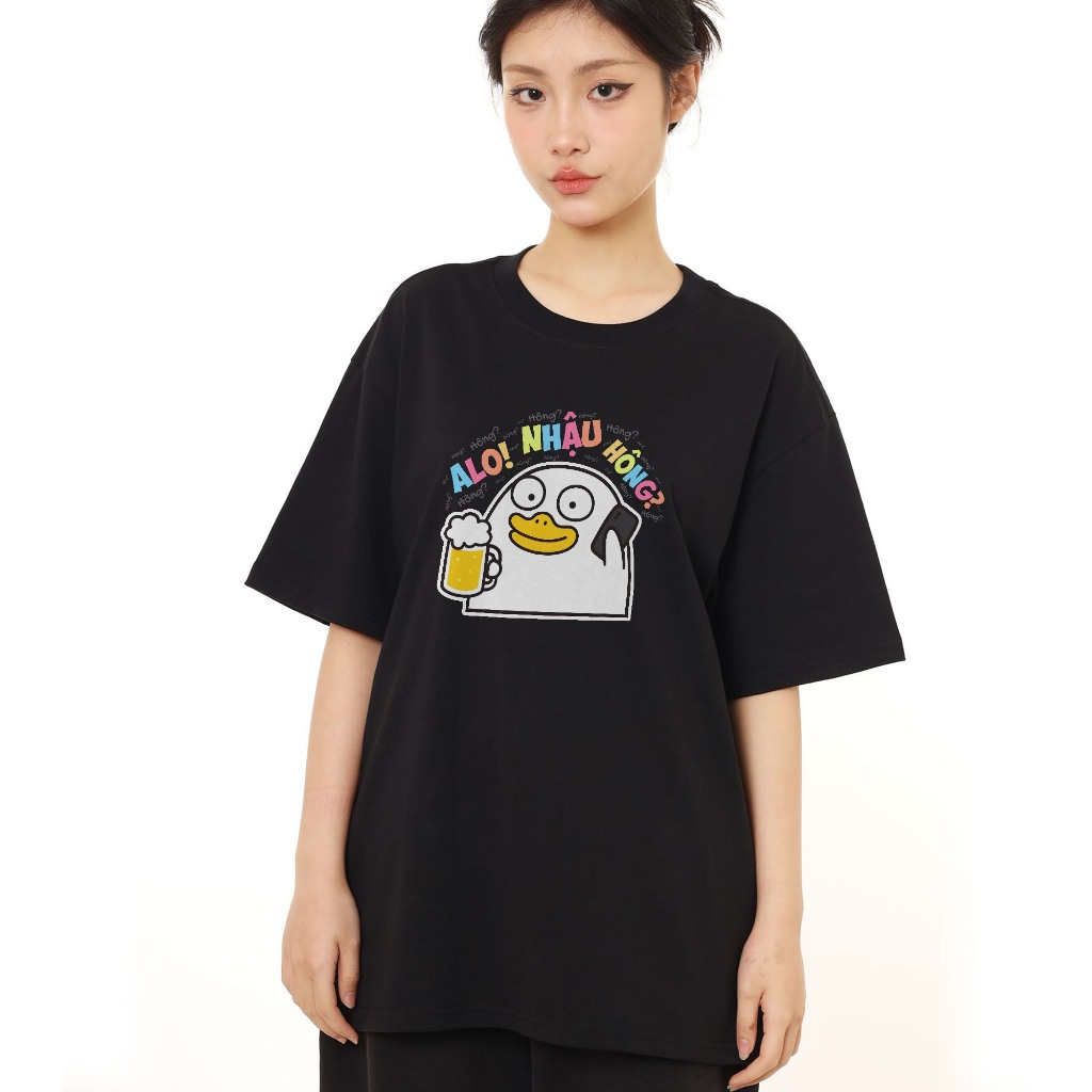 Áo Thun In Chữ Hài Hước Alo Nhậu Hông Câu Nói Dân Nhậu  Form Rộng Cotton 230gsm In Theo Yêu Cầu