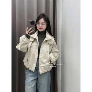Áo Khoác Gió Nữ Có Mũ Dây Rút Thể Thao QCCC Cao Cấp