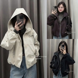 Áo Khoác Gió Nữ Có Mũ Dây Rút Thể Thao QCCC Cao Cấp