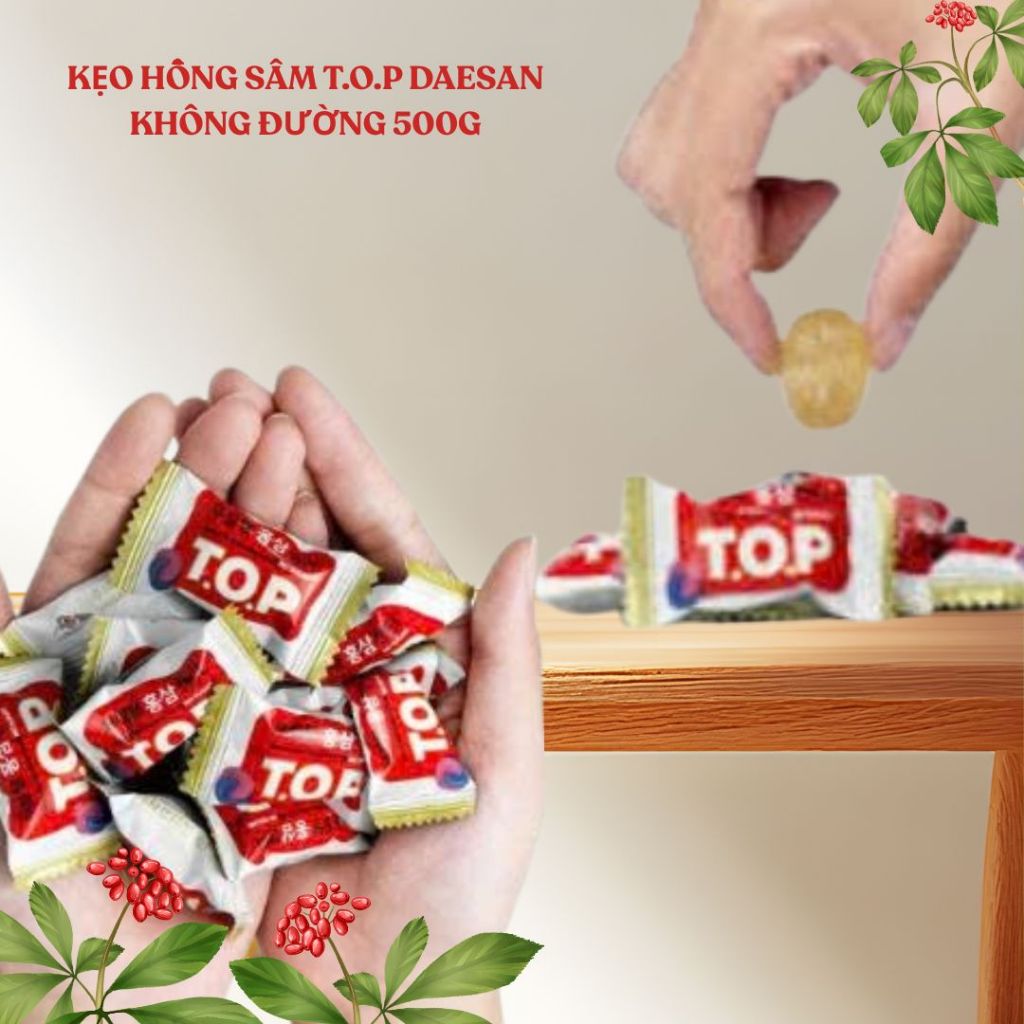 Kẹo Sâm Không Đường T.O.P Deasan 500gr/bịch
