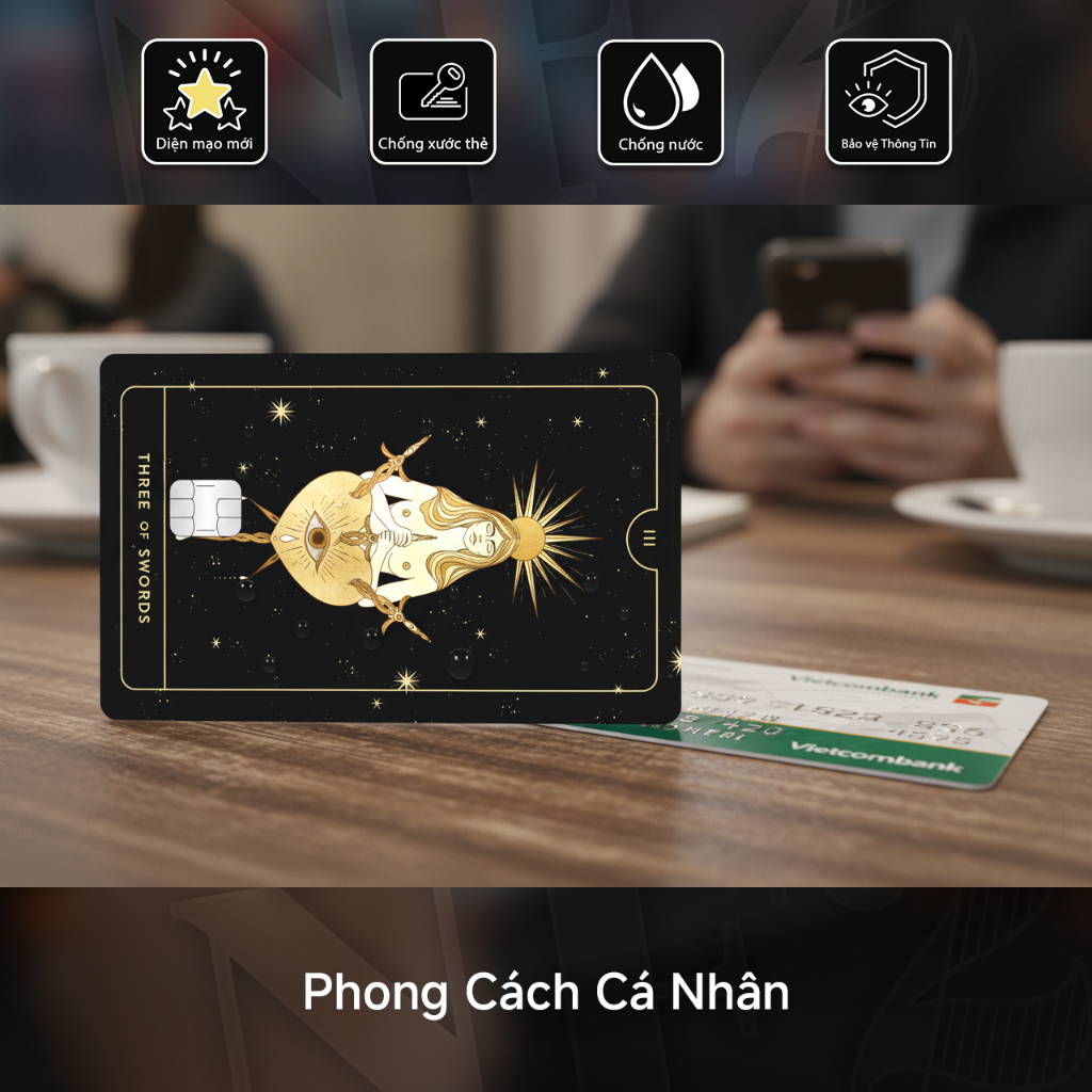Miếng Dán Trang Trí TAROT SWORDS (BỘ 3) - Sticker Thẻ ATM (Thẻ Chung Cư, Thẻ Xe, Debit, Credit) NF2