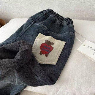 Quần jeans lót lông hoạt hình gấu cho bé trai bé gái