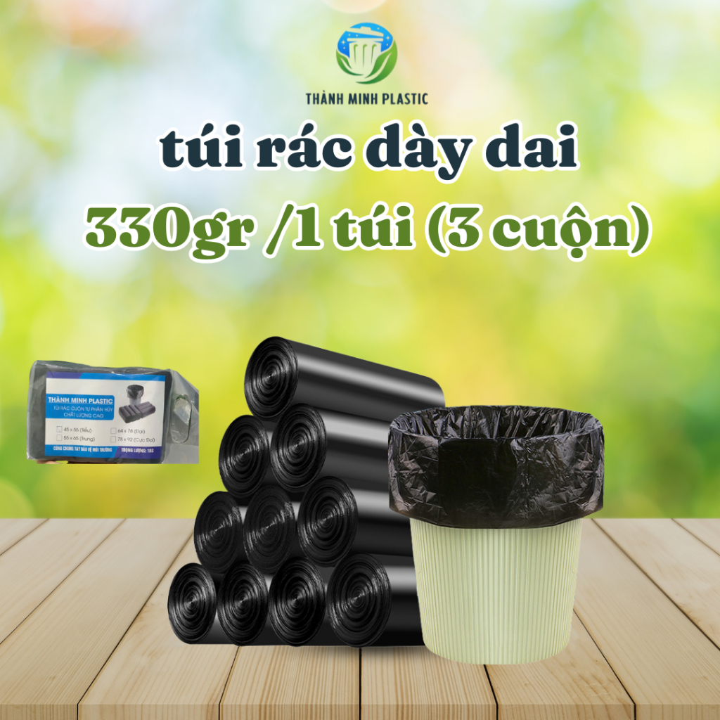 [GIÁ TẠI XƯỞNG] Bịch 3 cuộn túi đựng rác chất liệu nilon tự huỷ sinh ...