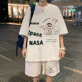 Bộ Đồ Thể Thao Unisex In Chữ Space Chất Thun Lưới Mè Kiểu Cổ Tròn Ngắn Tay Mặc Nhà Đi Chơi L1