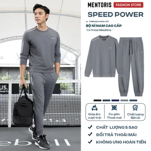 Bộ Nỉ Nam Cao Cấp MENTORIS, Bộ Đồ Nam Thu Đông Dày Dặn,Giữ Ấm Tốt, Không Bai, Không Xù MBN01