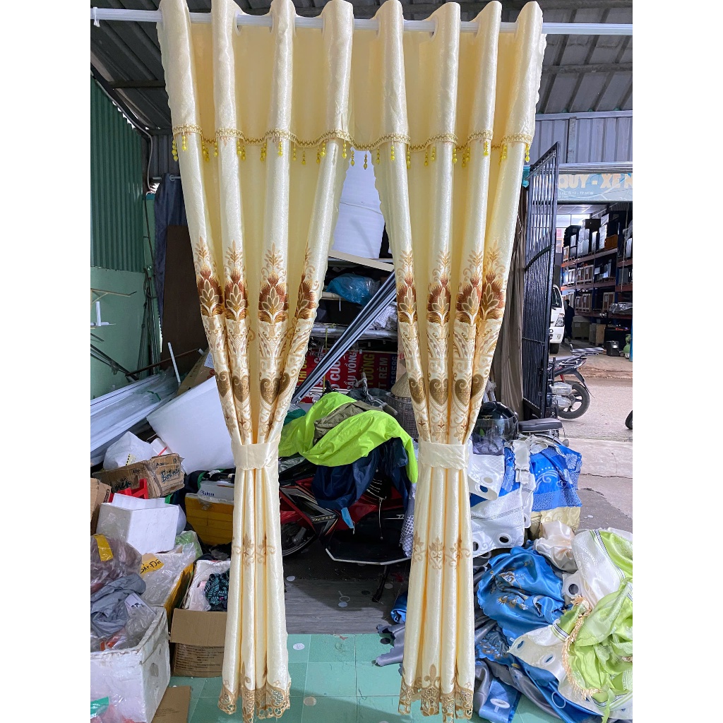 Trọn bộ rèm cửa buồng ( Có thanh treo ) hàng thêu cao cấp RÈM CỬA VIỆT HÀN