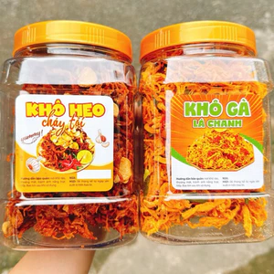 combo 1KG - 2 Hộp x 500Gr (1KHÔ GÀ LÁ CHANH 500g + 1KHÔ HEO TỎI 500gr) loại ngon đặc biệt Sạch Nhà Làm