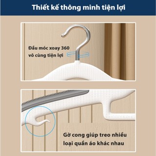 Combo 40 móc treo quần áo nhựa dẻo chống trượt xoay 360 độ đa năng bền nhẹ tiện dụng