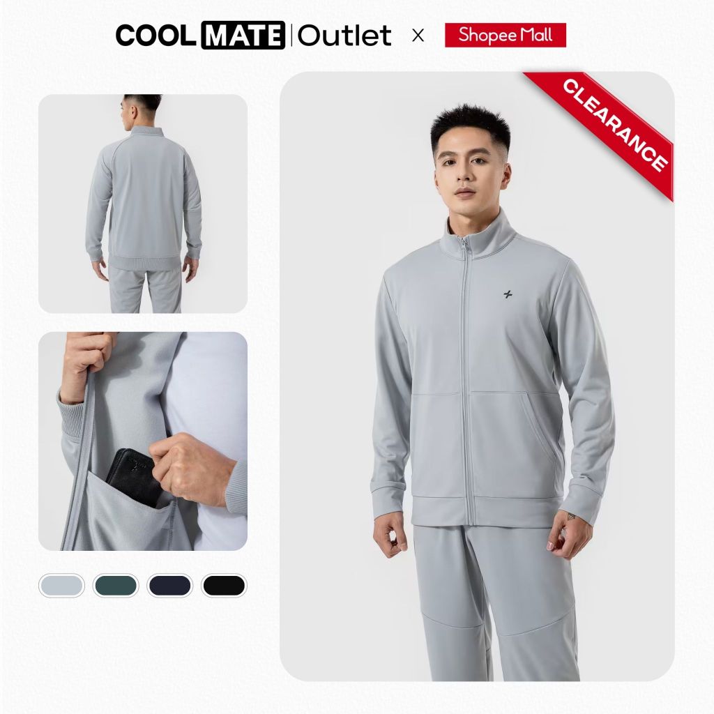 [Voucher 49%] [Coolmate Outlet- Không đổi trả ]Áo Khoác Nam Thể Thao Track Jacket Essential Giữ Ấm, Giữ Form