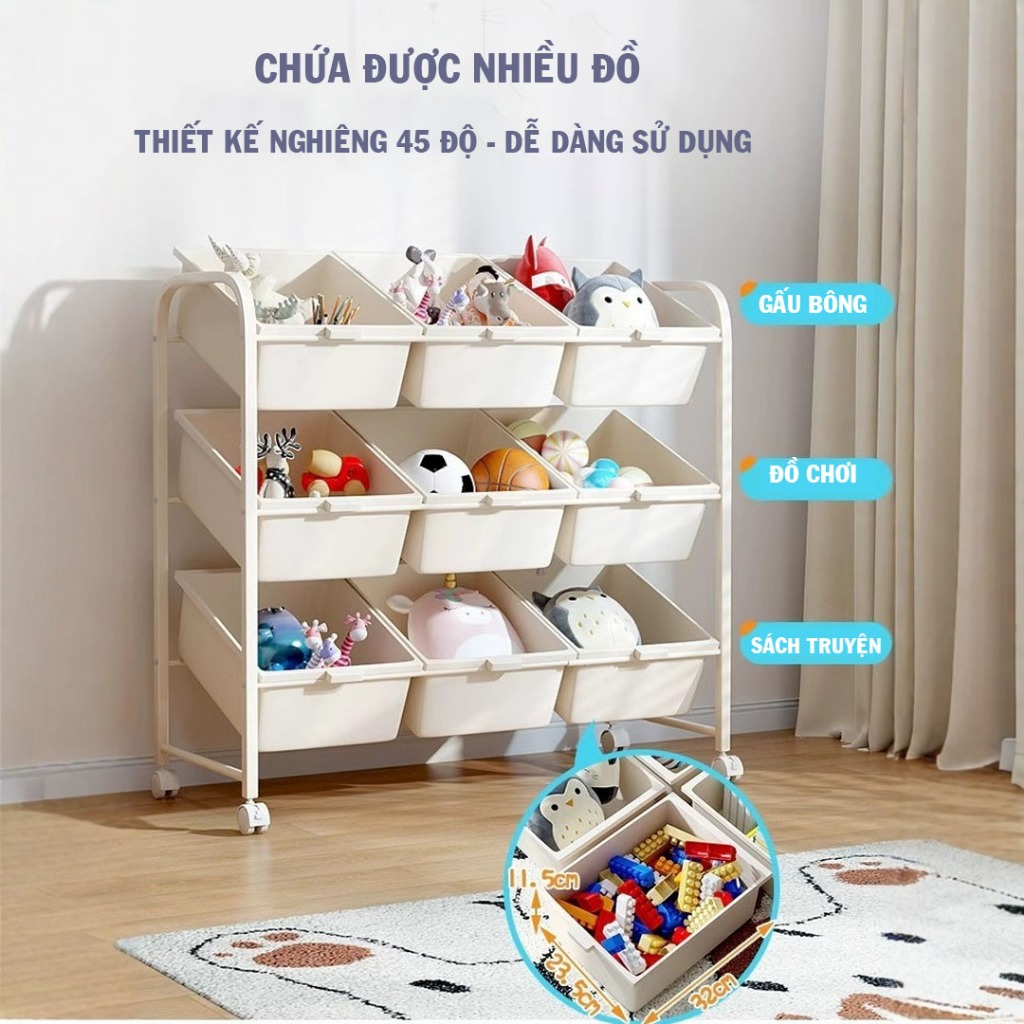 Kệ Spa Nhiều Khay có bánh xe Giá để đồ chơi bỉm sữa cho trẻ em tiện lợi