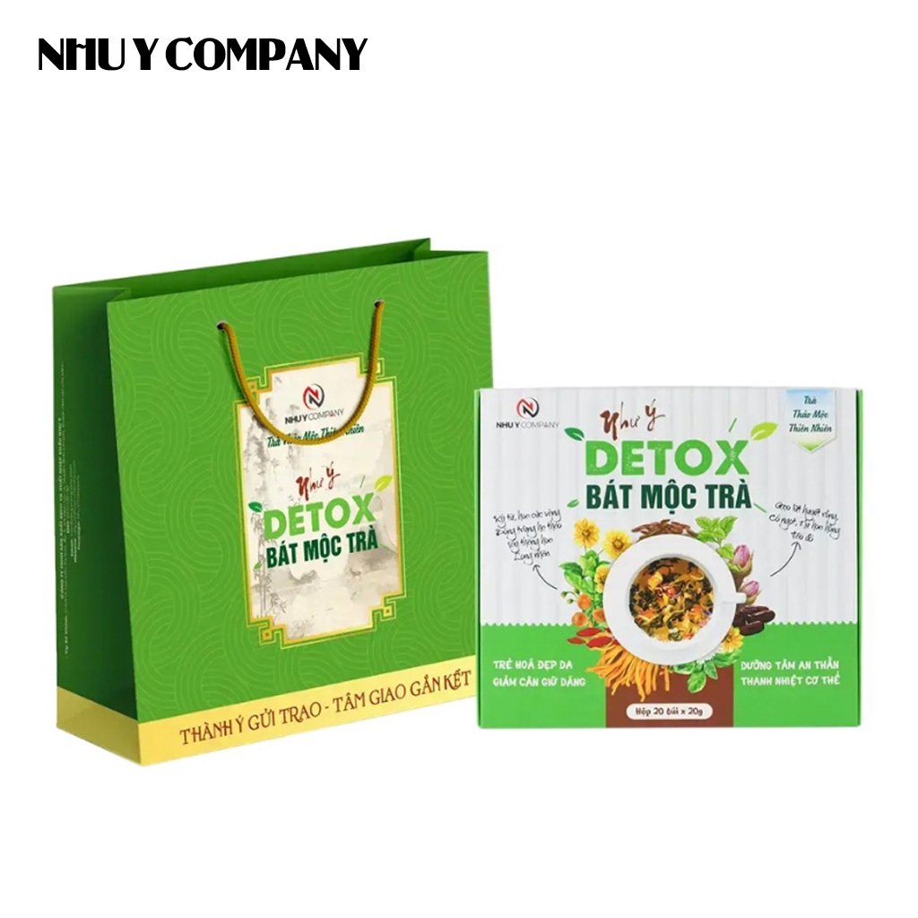 Detox Bát Mộc trà Như Ý thanh nhiệt dưỡng nhan với 8 loại thảo mộc thiên nhiên (Hộp 20 túi/35gr)
