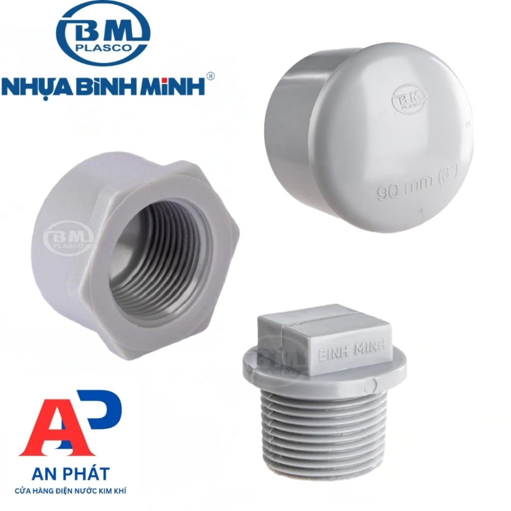 [NHỰA BÌNH MINH] NẮP KHOÁ - BÍT TRƠN, BÍT REN TRONG, BÍT REN NGOÀI NHỰA
