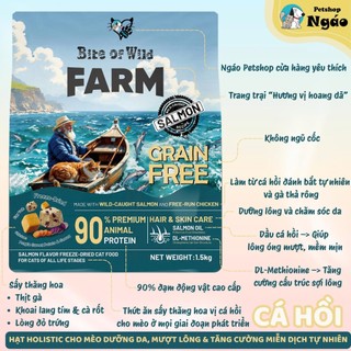 Hạt Cho Mèo Bite of Wild Farm 1.5kg Cá Ngừ Cá Hồi Không Ngũ Cốc Lông Mượt Dễ Tiêu Hóa