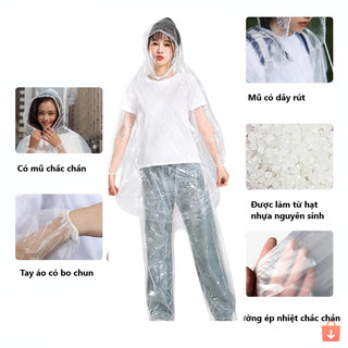 Bộ quần áo mưa trong suốt siêu dai bền chống nước mặc đi mưa an toàn cho người đi xe máy xe đạp