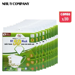 Combo 10 khẩu trang 5D Như Ý cao cấp, 5 màu, không xù lông, không bí thở, không đau tai