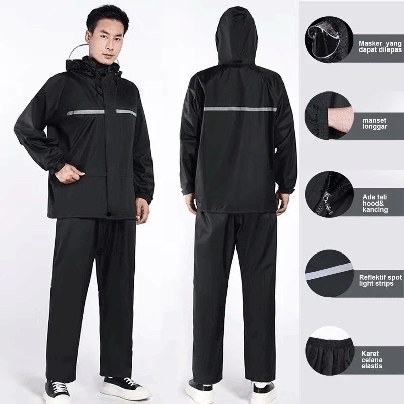 Bộ Quần Áo Mưa Dáng Dài nam nữ Bảo Vệ Toàn Thân Và Bão, Phản Quang An Toàn Hơn Chất Liệu Dai Và Siêu Chống Nước