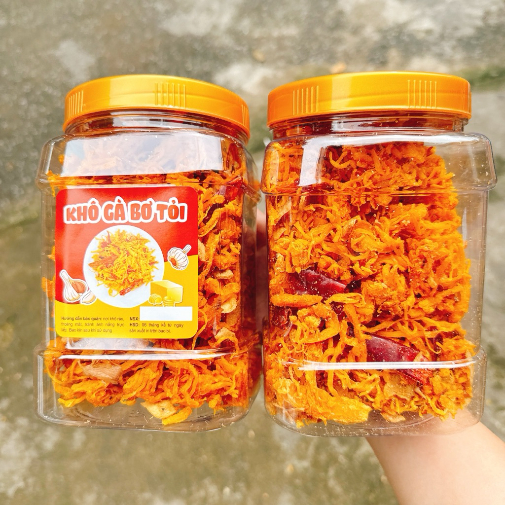 Khô Gà Bơ Tỏi (Cay Vừa) loại ngon - hộp 500G