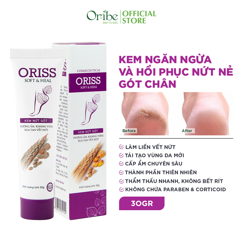 Kem nứt gót và dưỡng da chân tay Oriss tinh chất nghệ và trầu không tái tạo làm hồng gót Tuýp 30gr