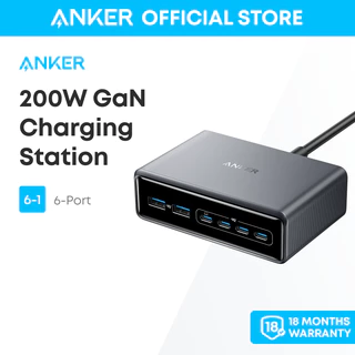Anker Prime 200W GaN Sạc 6 Cổng USB-C PD Fast Charging Desktop Charger, Sạc Nhanh Cho Laptop, Điện Thoại, Máy Tính Bảng