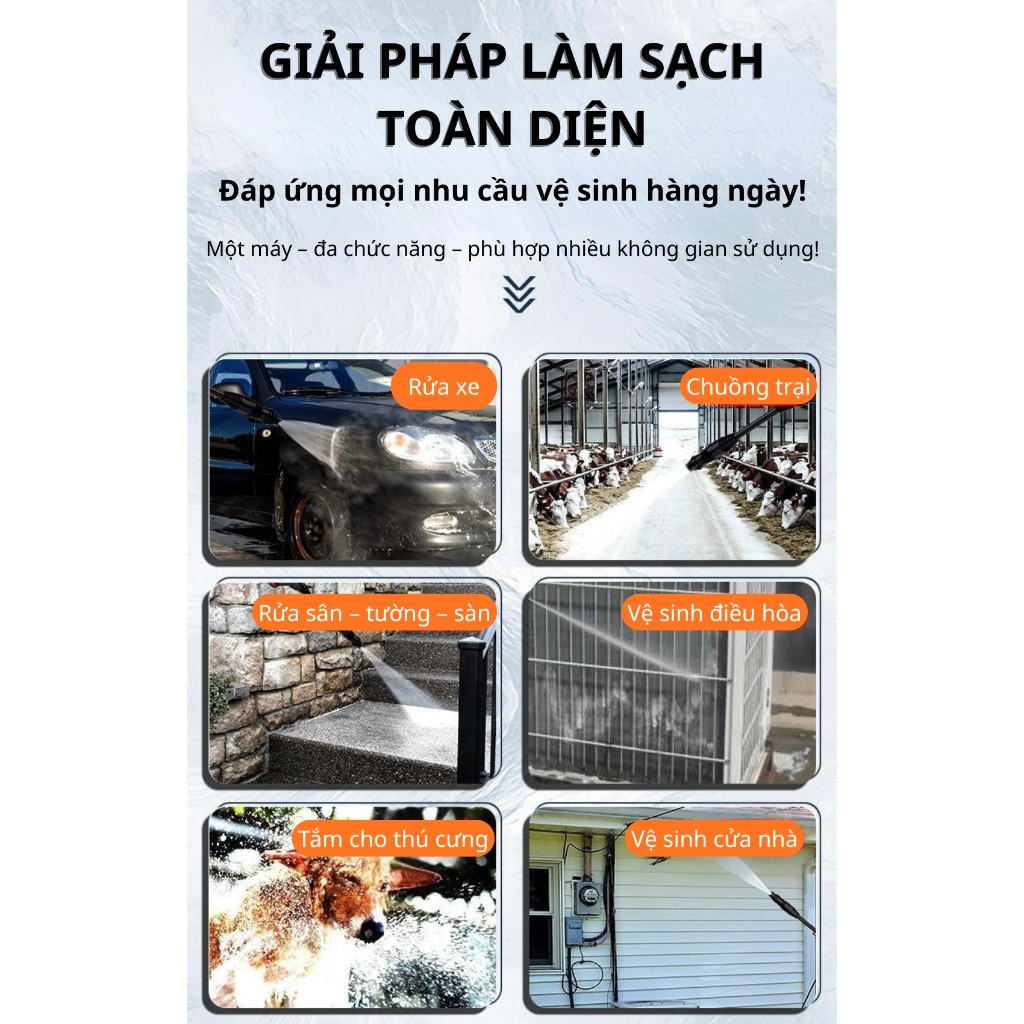 Máy rửa xe cao áp KAW 2300W – máy xịt rửa xe thông minh, áp lực cao rửa xe ô tô xe máy