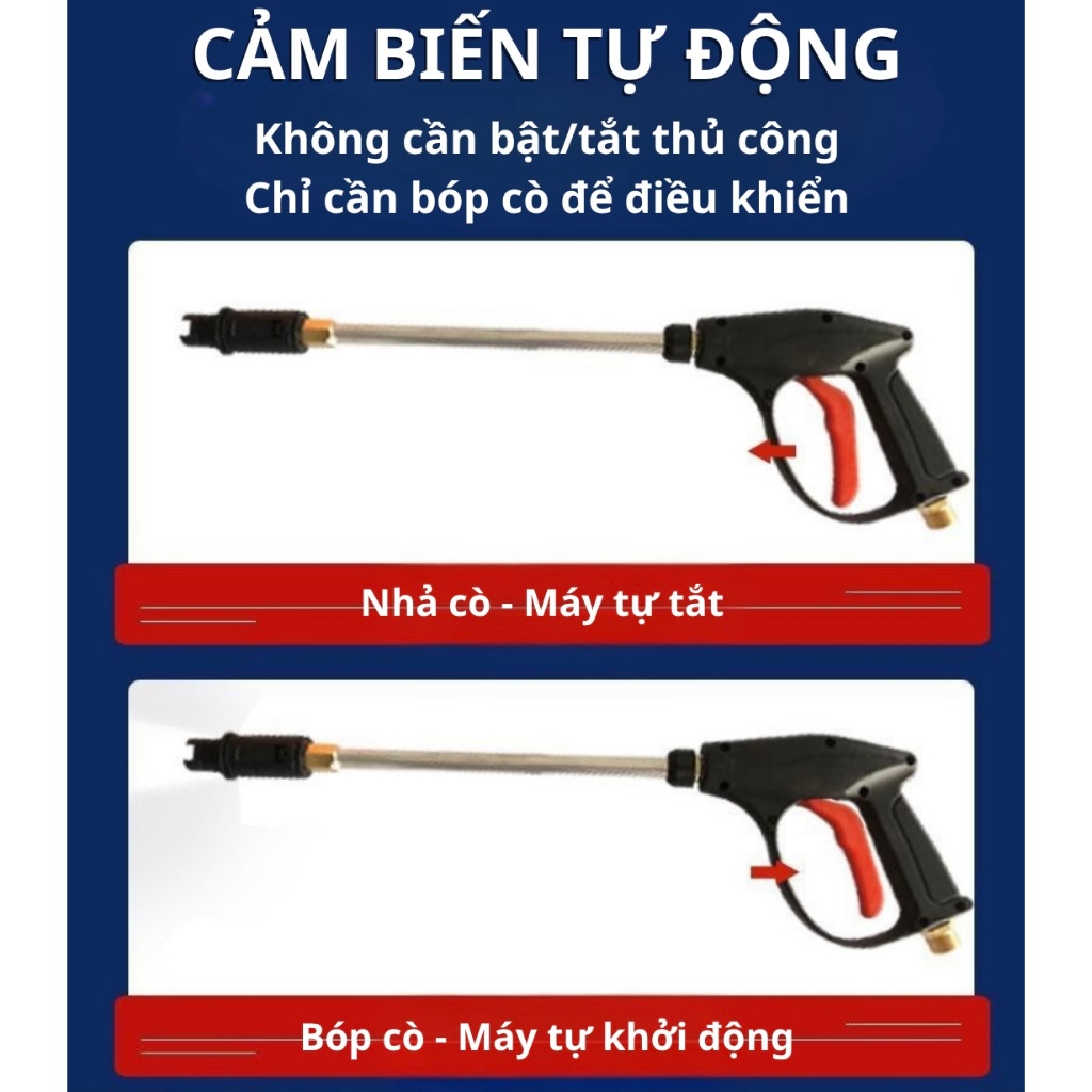 Máy rửa xe cao áp KAW 2300W – máy xịt rửa xe thông minh, áp lực cao rửa xe ô tô xe máy