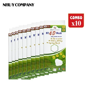 Combo 10 hộp khẩu trang 4D KF94 Như Ý cao cấp, hộp 10 cái, 5 màu, không xù lông, không bí thở