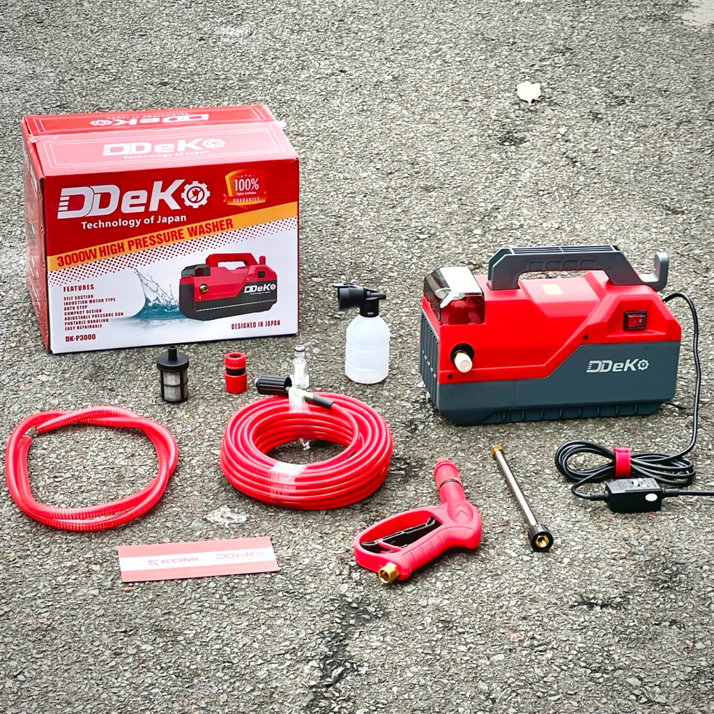 Máy Rửa Xe Gia Đình DEKO DK-P3000A Có Chỉnh Áp, Lõi Đồng, Lưu Lượng 11 L/P, Có ốp bảo vệ mặt đồng hồ