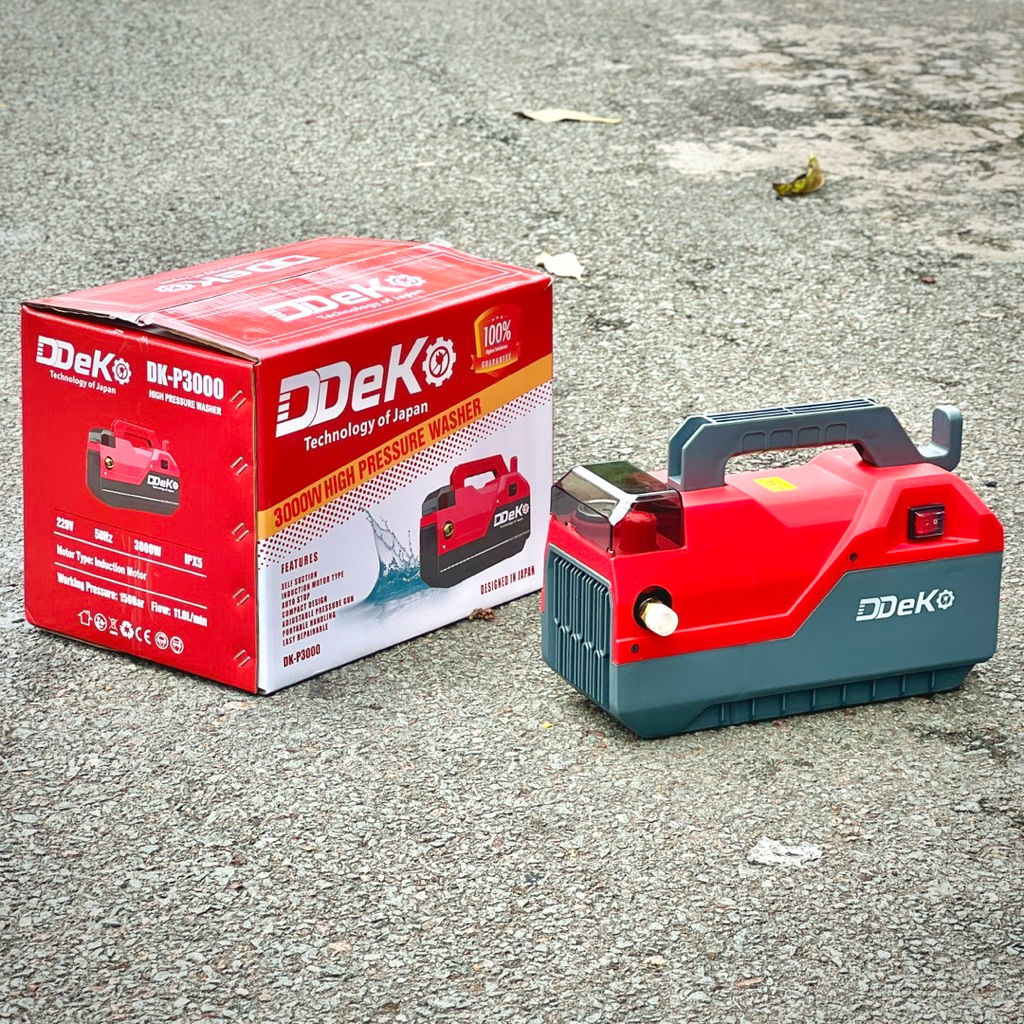 Máy Rửa Xe Gia Đình DEKO DK-P3000A Có Chỉnh Áp, Lõi Đồng, Lưu Lượng 11 L/P, Có ốp bảo vệ mặt đồng hồ