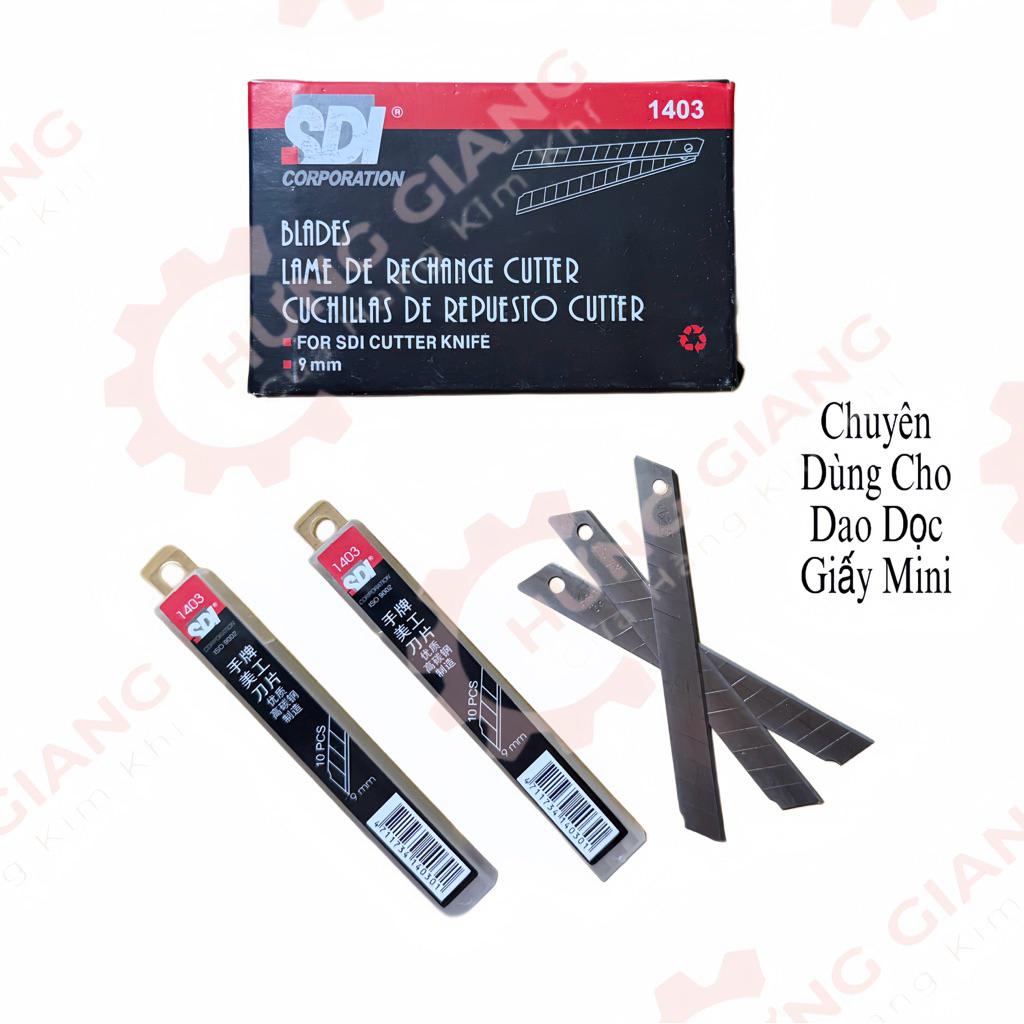 Hộp 100 Lưỡi Dao Dọc Giấy Nhỏ 9mm SDI Chính Hãng