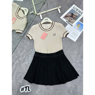 LT - Áo len cổ tròn cộc tay chữ thêu ngực, len mongtoghi free size 1407