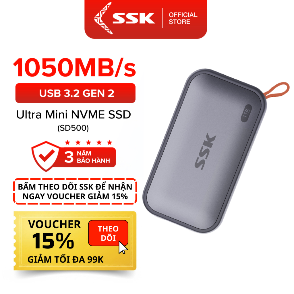Ổ Cứng SSD Di Động SSK SD500 Ultra Portable | Type C Gen2 Tốc độ truyền ...
