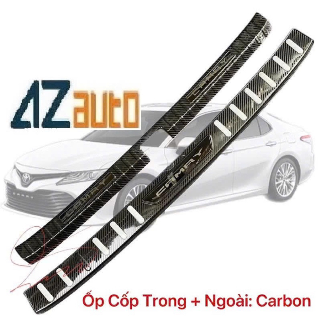 Ốp bậc cửa và chống trầy cốp xe Camry 2019-2024 vân Carbon hàng cao cấp