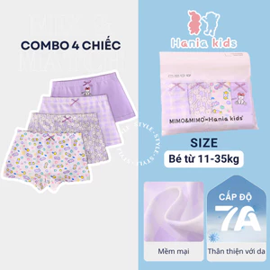Combo 4 Quần Lót Bé Gái, Quần Chip Bé Gái Chất Liệu Cotton Mềm Mịn Co Giãn Thoáng Mát