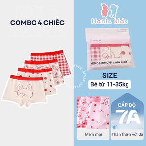 Set 4 Quần Lót Cho Bé Gái Loại A Chất Liệu Cotton Kháng Khuẩn Họa Tiết Màu Đỏ Dễ Thương Mềm Mại