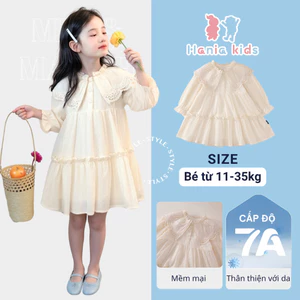 Váy Công Chúa Cho Bé Gái HANIA KIDS Nhẹ Nhàng Dáng Xòe Dài Tay Cách Điệu Dễ Thương Chất Liệu Mềm Mại
