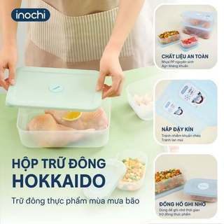 Bộ 4 hộp thực phẩm trữ đông Hokkaido Inochi - nhựa PP an toàn, kháng khuẩn, nắp kín khít, chịu nhiệt tốt