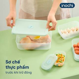 Bộ 4 hộp thực phẩm trữ đông Hokkaido Inochi - nhựa PP an toàn, kháng khuẩn, nắp kín khít, chịu nhiệt tốt