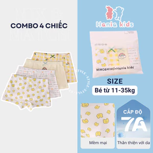 Set 4 Chiếc Quần Lót Cho Bé Gái Họa Tiết Màu Vàng Dễ Thương Chất Liệu Cotton Mềm Mại