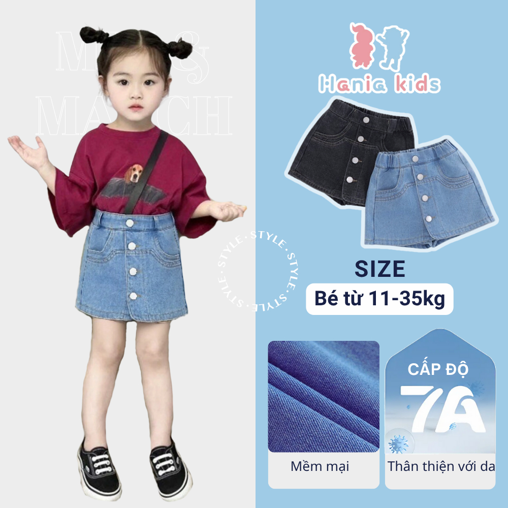 Quần Giả Váy Jean Cho Bé Gái, Quần Giả Váy Cho Bé Gái Thiết Kế Cá Tính  Chất Jean Co Giãn Mềm Mại