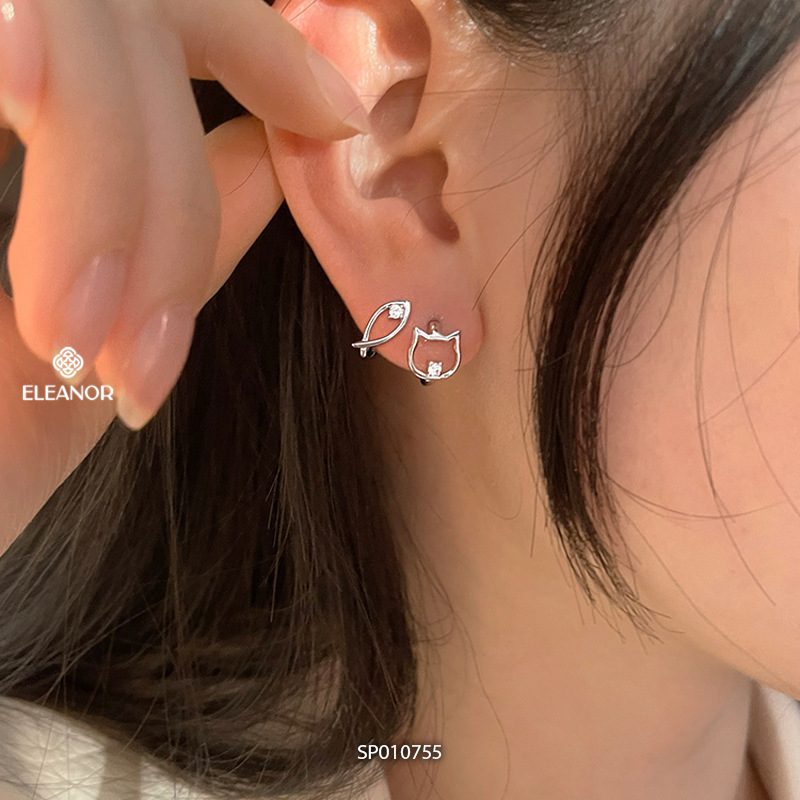 Bông tai nữ chuôi bạc 925 Eleanor Accessories hình cá mèo phụ kiện trang sức khuyên tai 10755