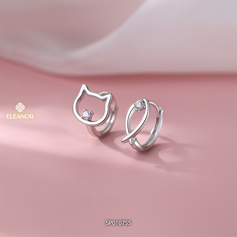 Bông tai nữ chuôi bạc 925 Eleanor Accessories hình cá mèo phụ kiện trang sức khuyên tai 10755